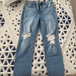Madewell High Rise The Perfect Vintage Jean Distressed Blue Jeans